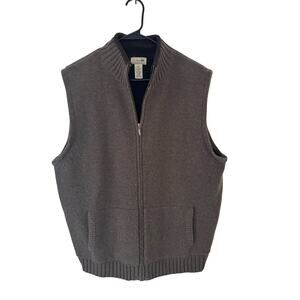 Vintage 1999 L.L. Bean Lambswool Fleece Zip Vest Mens XL Sherpa Lined Brown